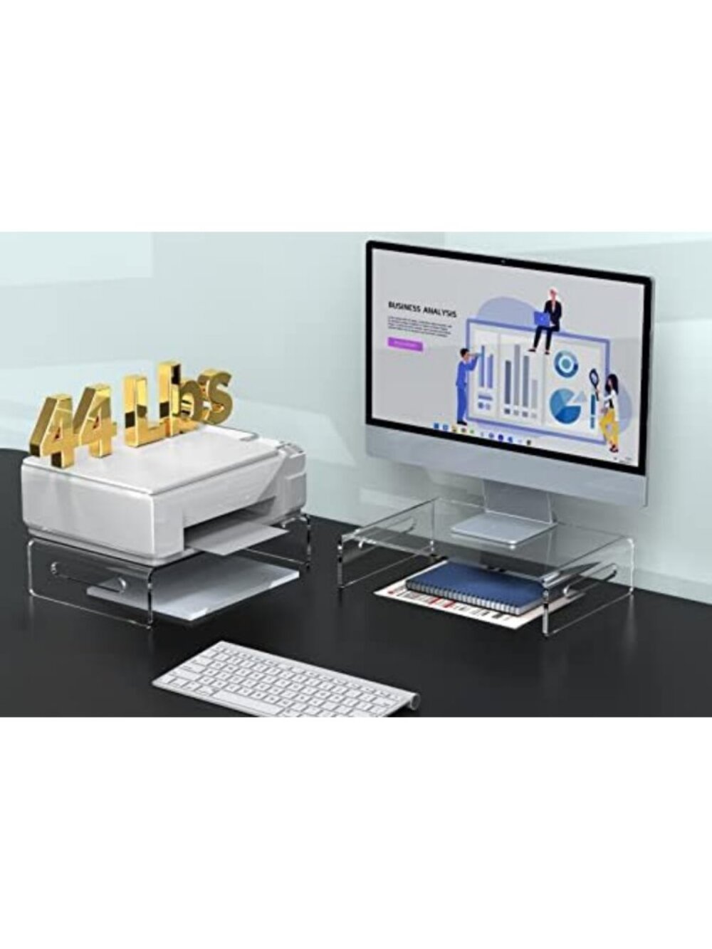 2-Pack Acrylic Monitor Stand Riser for Computer, Adjustable Height & Stylish - Picture 2 of 6
